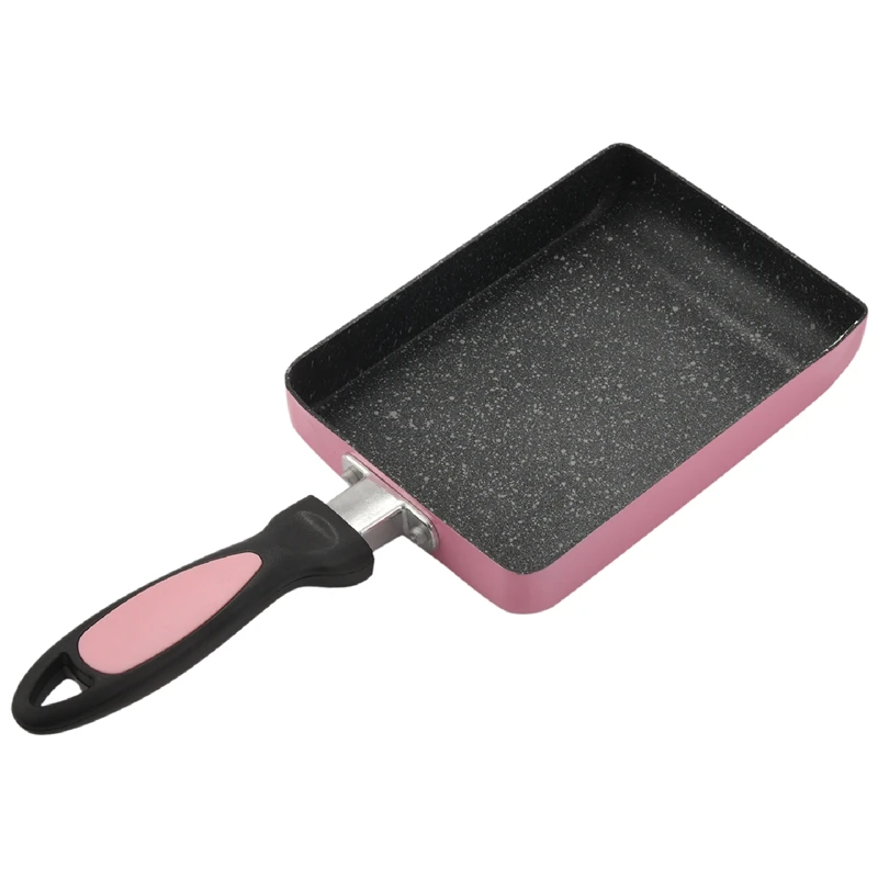 Tamagoyaki Pan Japanese Omelette Pan, Non-Stick Coating Square Egg Pan to Make Omelets or Crepes (Pink)-ABLM