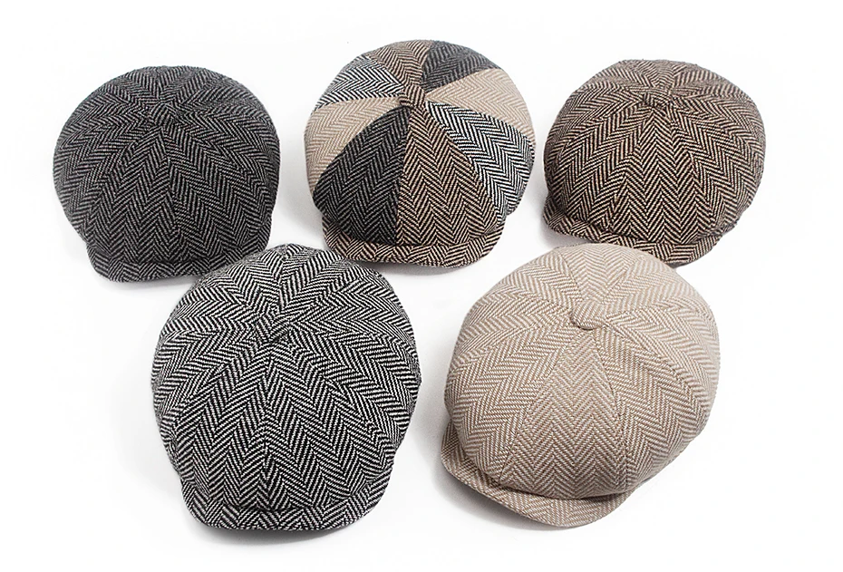 Neue Retro Fischgräten Zeitungsjunge Mütze Für Männer Herbst Winter Warme Baskenmütze Frauen Mode Vintage Hut Hip Hop Weibliche Flache Kappen Berets – Detail 1