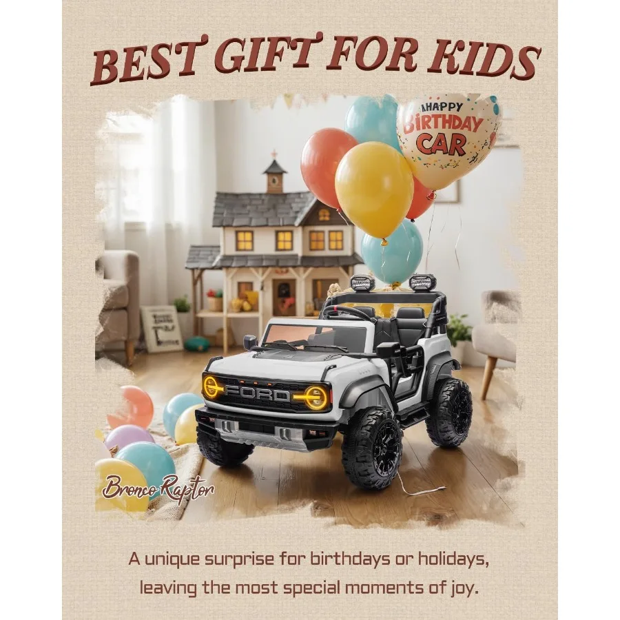 Licensed 24V 2 Seater Kids Ride on Toys, Battery Powered Electric Ride on Car, Remote Control Electric Car w/Led Lights, Music,