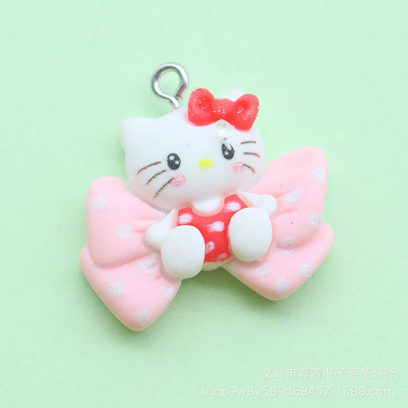 Sanurgente-Mignon pendentif Hello Kitty, ornement de cheveux, ornement de main, boucles d'oreilles, pendentif en résine, bijoux à bricoler soi-même, accessoires pour filles, cadeaux