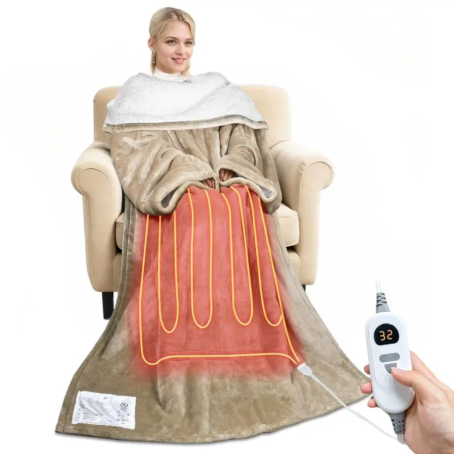 

Одеяло с подогревом, носимое электрическое одеяло, одеяло с подогревом шерпа, электрическое одеяло для 5 уровней нагрева, подарки для мамы, G