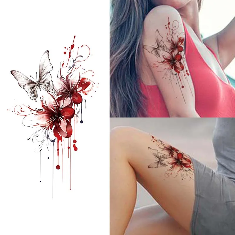 Butterfly Dancing Waterproof Temporary Tattoo Sticker, for use on legs and arms, Long-lasting, Realistic, Fake Tattoo