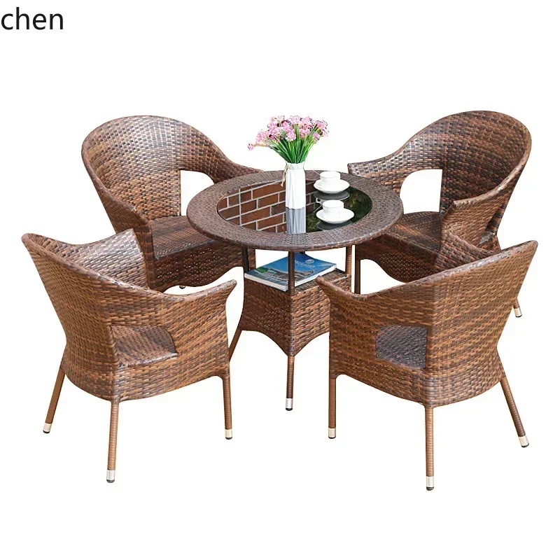 DSA Outdoor Table and Chair Garden Rattan Chair Open-Air Balcony Set Home Tea Table and Chair