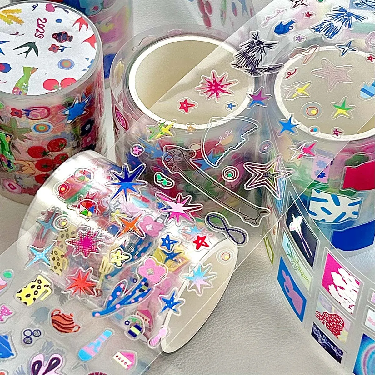 Minimalist Salt Style Sticker Tapes Spring Abstract Doodles Scrapbooking Stickers Journal Manga Collage Decor Supplies