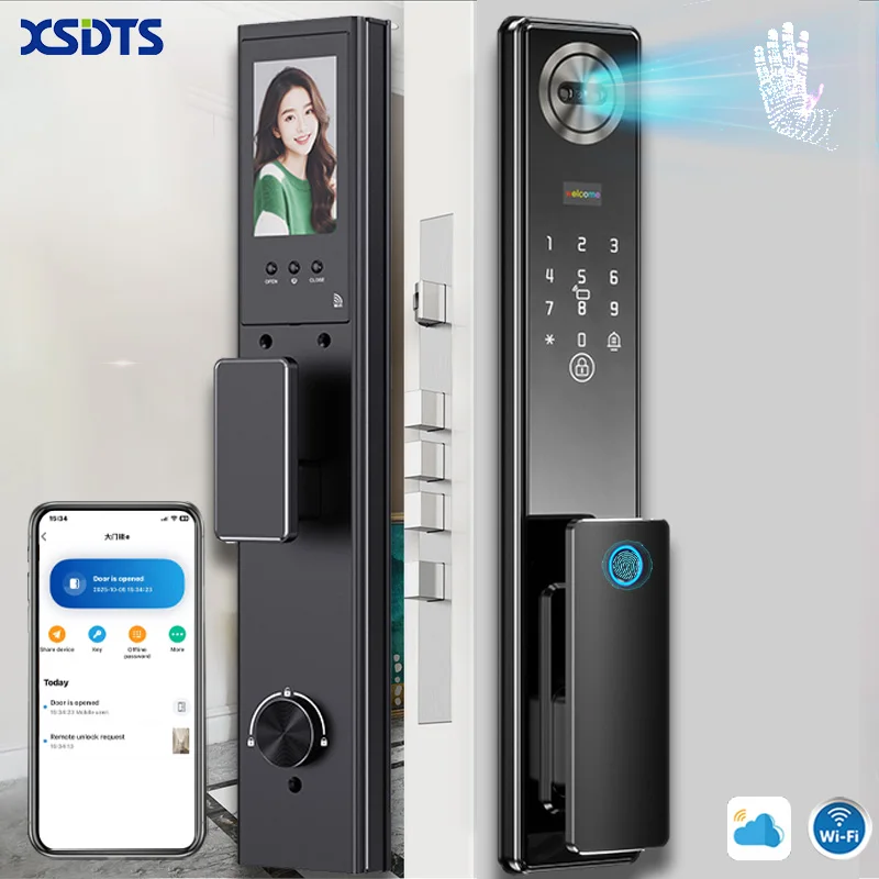 XSDTS C1-W Wishome WiFi Smart Door Lock, Facial Palm Vein Fingerprint Password Card Key App Control Home Electronic Lock