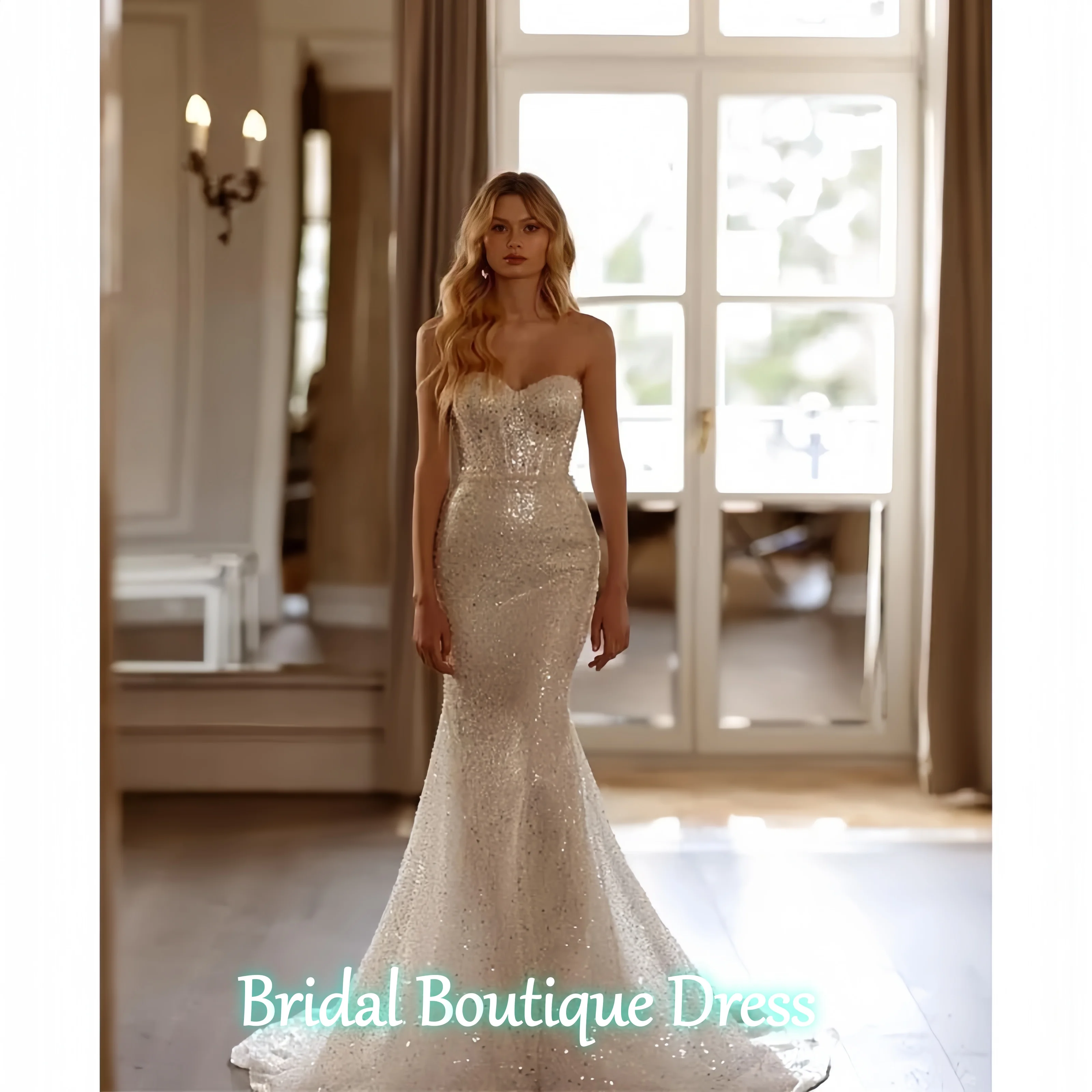 فساتين زفاف نسائية رائعة مخصصة مثيرة من الدانتيل بدون حمالات حورية البحر متألقة زي العرائس طول التطهير Vestidos De Novia