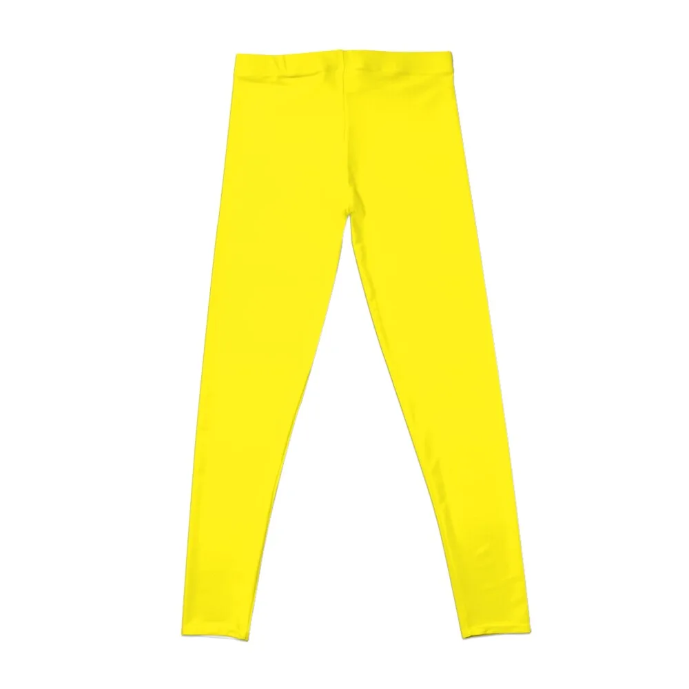 Bright happy lemon yellow color solid plain block colour Leggings Pants sport Women's push up Womens Leggings