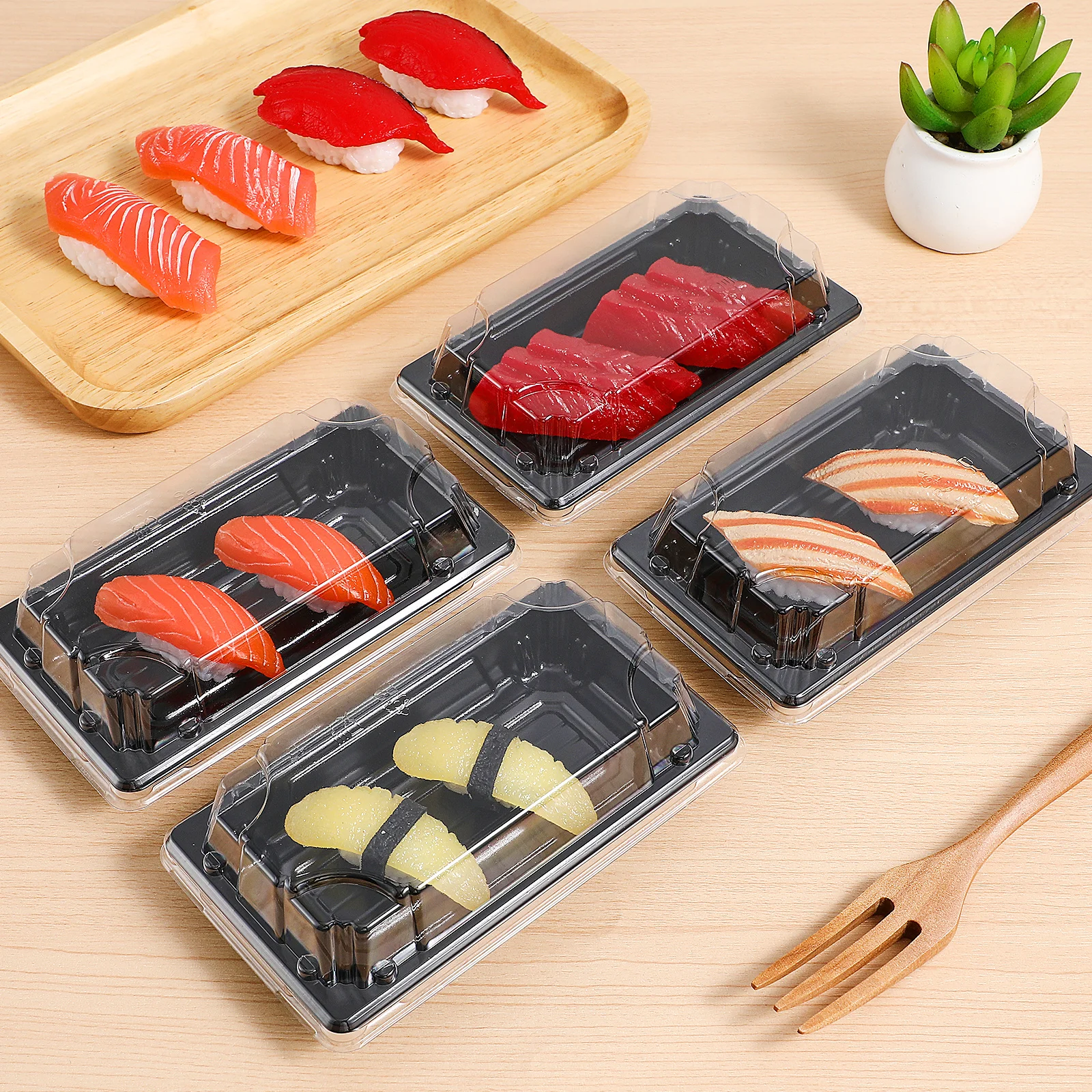 

100Pcs Sushi Box Heavy Duty Disposable Food Containers Bpa Free Non Toxic Take Out Boxes for Dinners Parties Meal Prep Storage