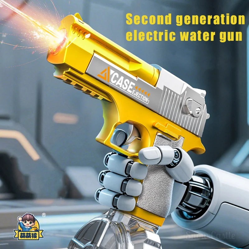 ปืนฉีดน้ำไฟฟ้าและแบบใช้มือ สีทอง แบบอัตโนมัติ พร้อมหัวฉีดแบบปืนพก ให้เอฟเฟกต์เปลวไฟเหมือนจริง ของเล่นสำหรับงานปาร์ตี้ริมชายหาดกลางแจ้งในฤดูร้อน