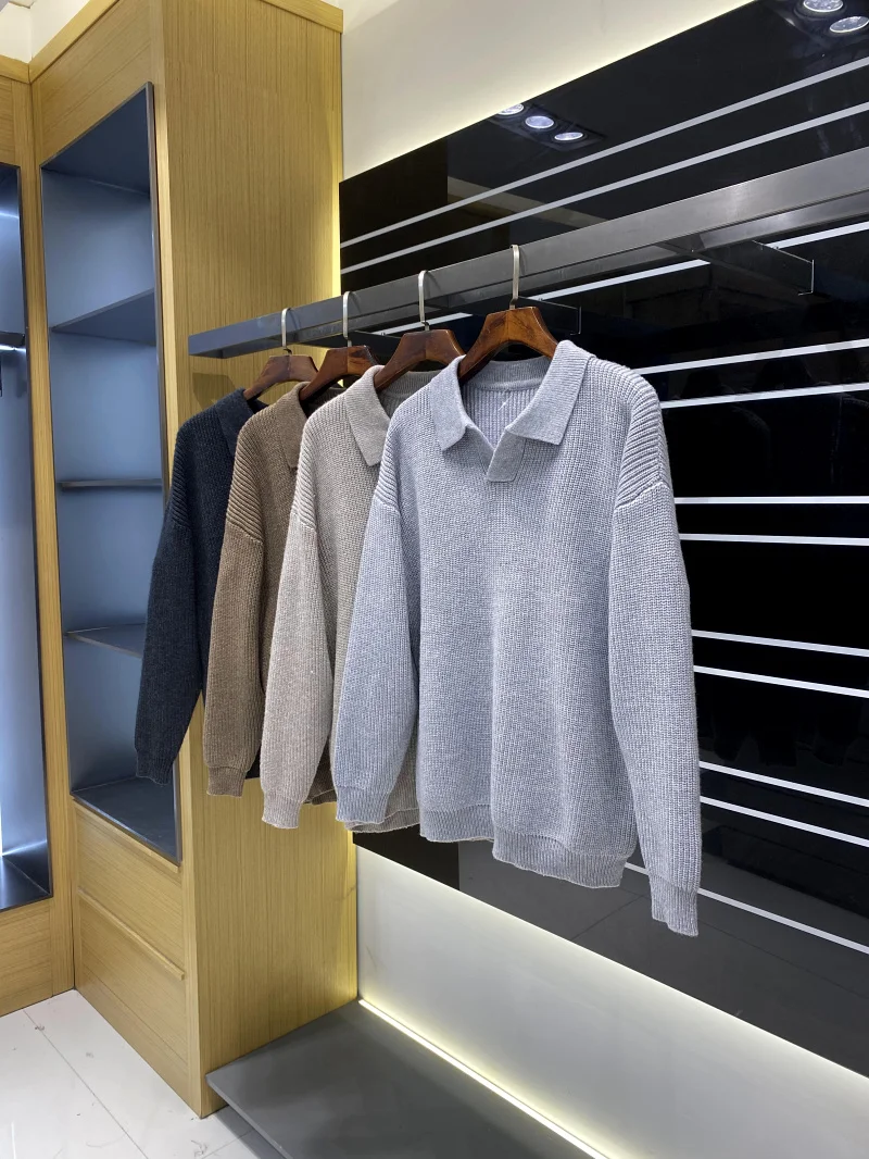 Nordic Heavyweight Alpaca Wool Thi Needle Knitted Sweater Winter Men's High Street Retro Casual Loose Sweater