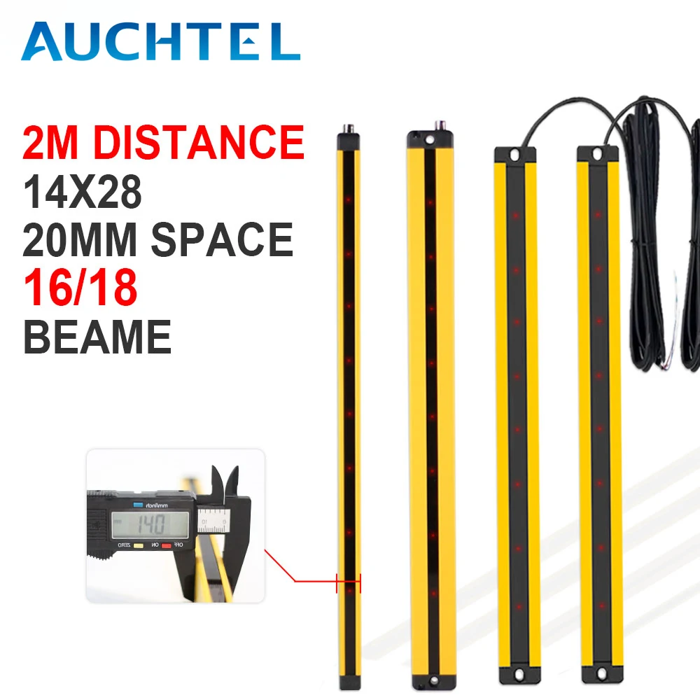 AUCHTEL 14X28 Safety Light Curtains RC2016/18 0.2-2m Detecting Distance Super Thin Grating Device Protector for Narrow Space