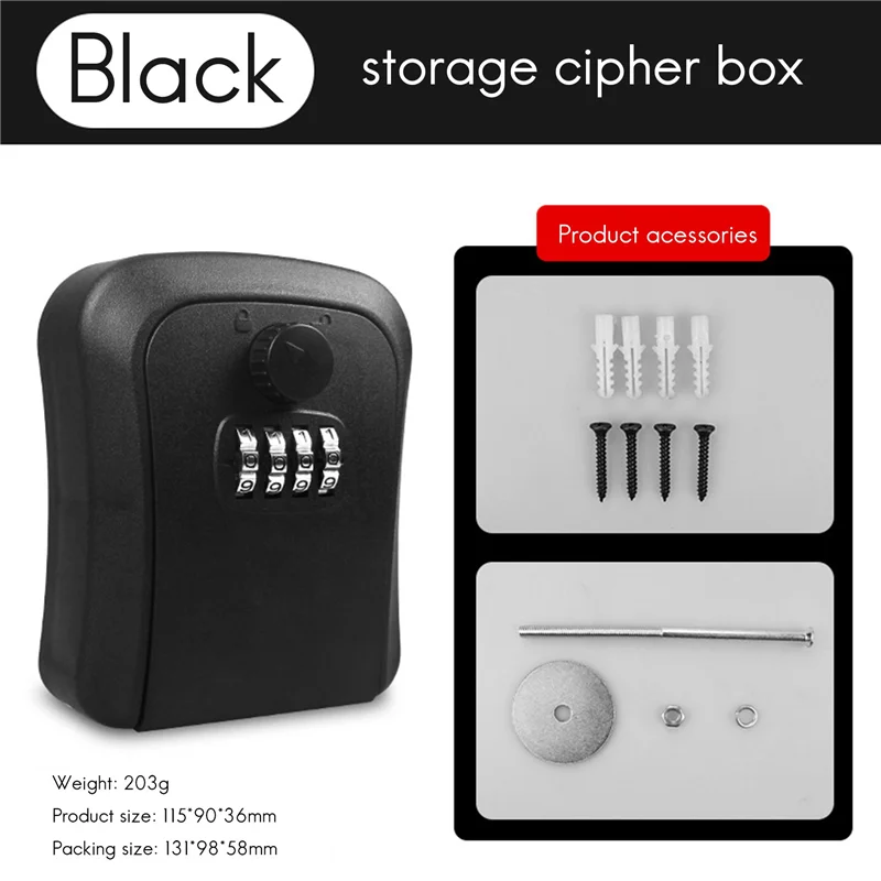 2X Key Lock Box, Wall-Mounted Zinc Alloy Key Box Weatherproof 4-Digit Combination Key Storage Lock Box-Y05A