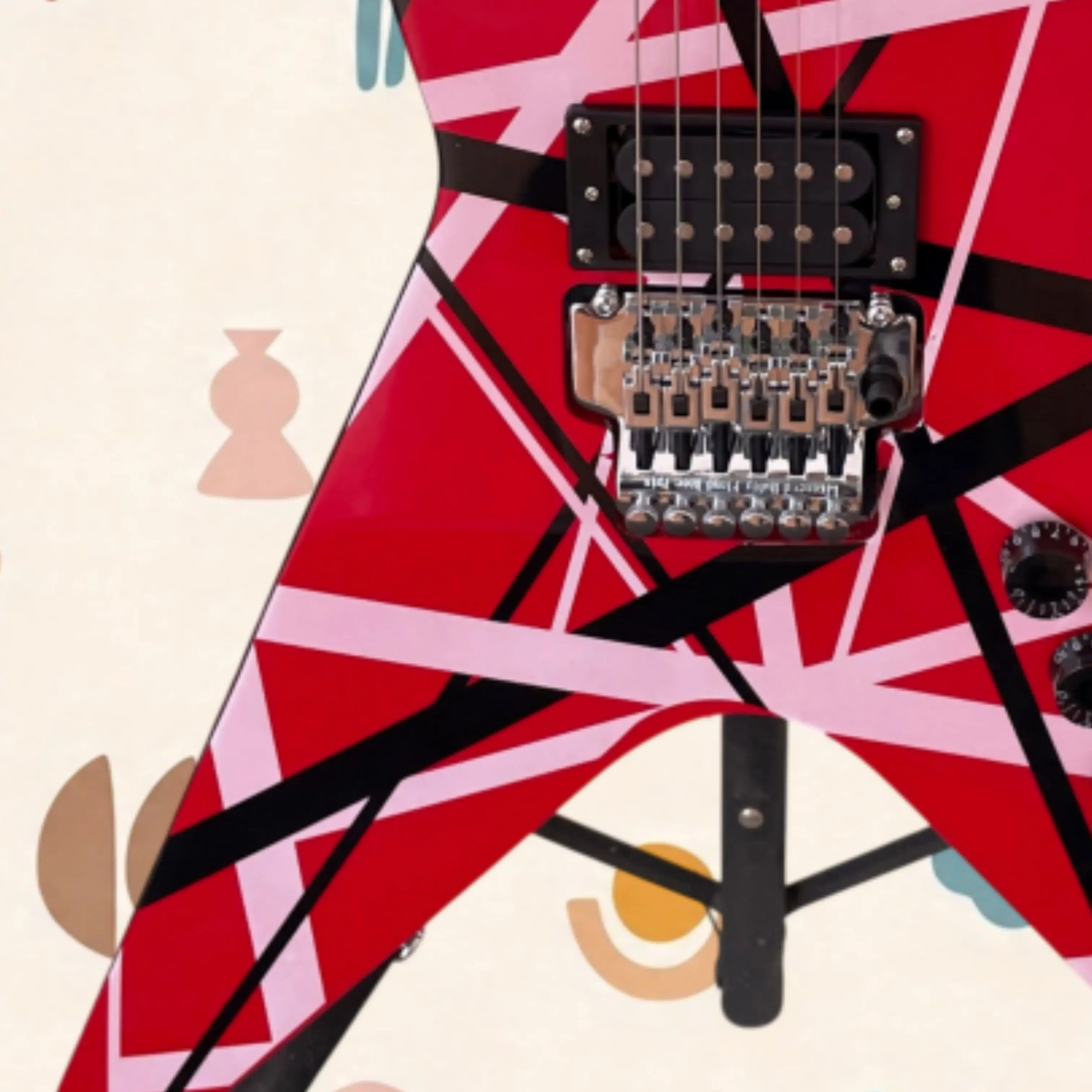 Modern Style Geometric Line Graphic Electric Guitar,HH Pickups Guitars,Thick & Punchy Tone for Rock Playing &Collection Guitarra