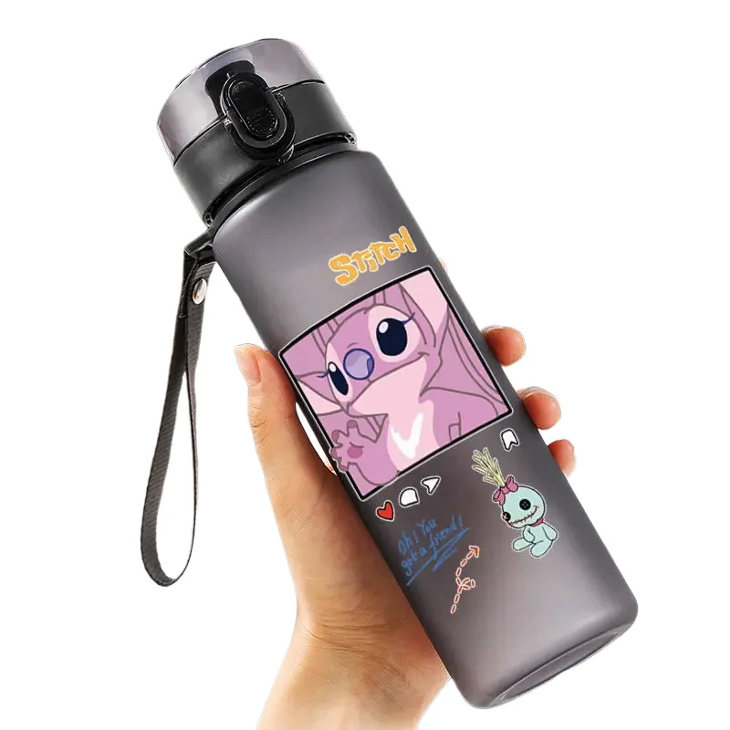 Disney Stitch 560ML Water Cup Portable Large Capacity Student Plastic Drink Bottles Outdoor Cycling Fitness Sport Water Cup Gift