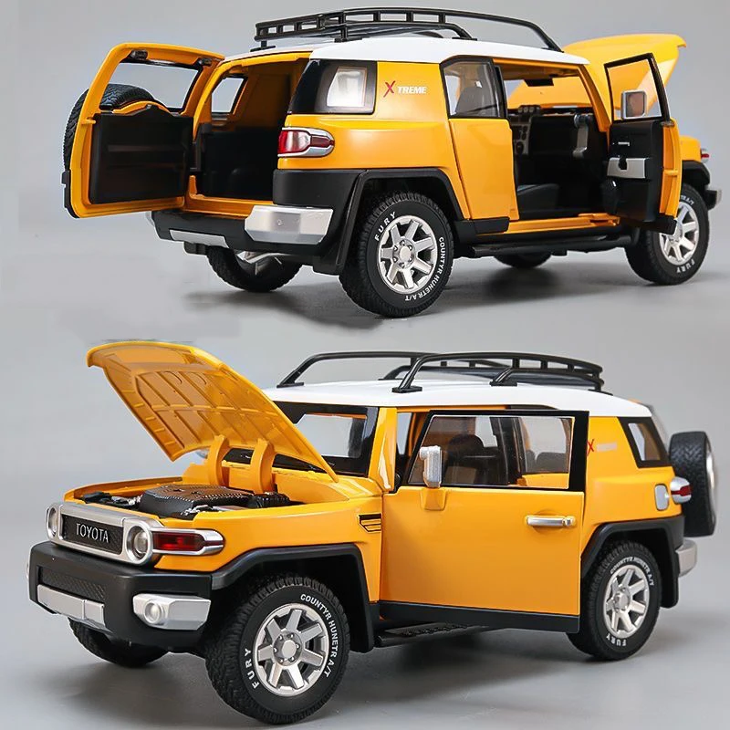 1:24 TOYOTA FJ Cruiser SUV Alloy Miniature Car Diecast Metal Scale Car Model Sound＆Light Children Toy Car Collection Vehicles