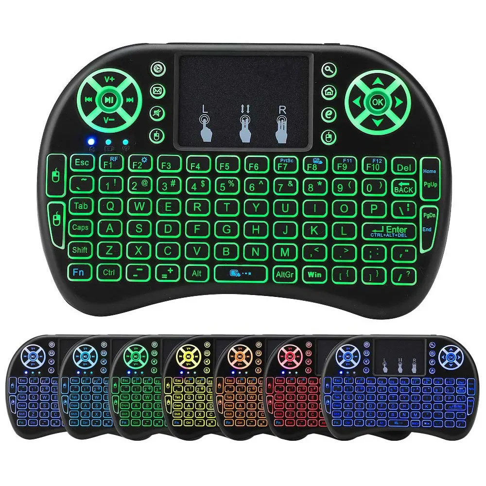 iPazzPort Wireless Keyboard Touchpad, 2.4G & Bluetooth Dual Mode | RGB Backlight | Compatible with Smart TV and PC Laptop