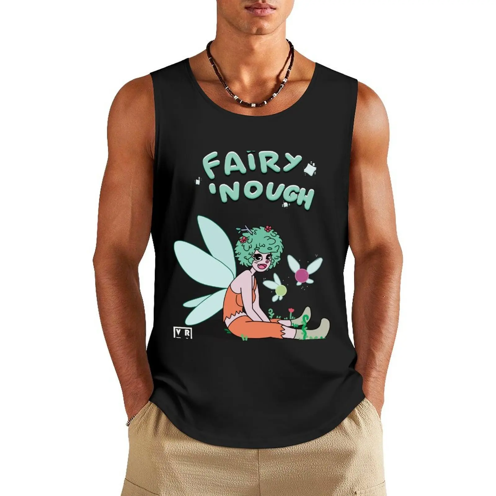 

Fairy 'nough Floral Fairy Tank Top sleeveless vests Male clothes men gym summer clothes men 2025
