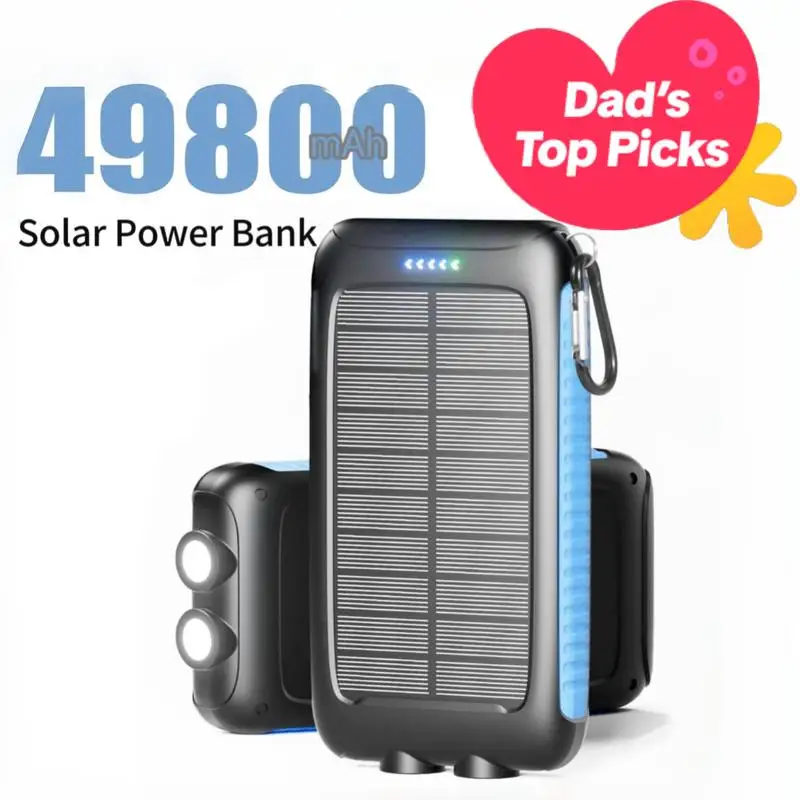 

49800mAh Solar Charger Power Bank 15W Fast Charging with 3 Ports (2 USB, 1 Type-C) IP67 Waterproof for iPhone 15/16 Pro Max