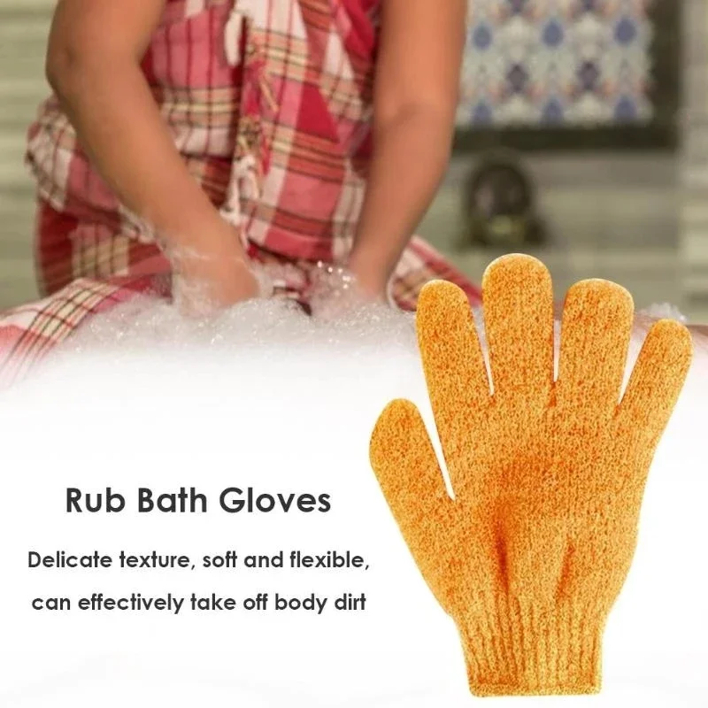 1-6Pair Five Fingers Bath Gloves Household Shower Scrub Body Wash Children Home Supply Elastic Wipe Back Bathing Cleaning Gloves