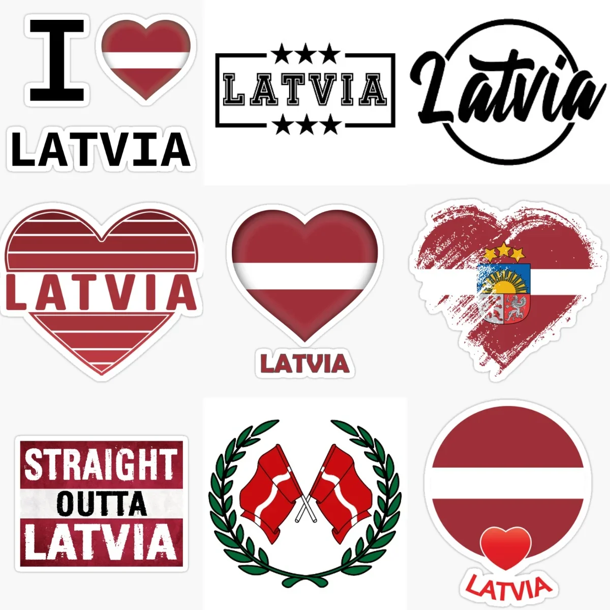 

Latvia Flag Map National Emblem Creative Waterproof Sticker for Decorate Car Truck Window Fridge Bumper Wall Decal Accessorie