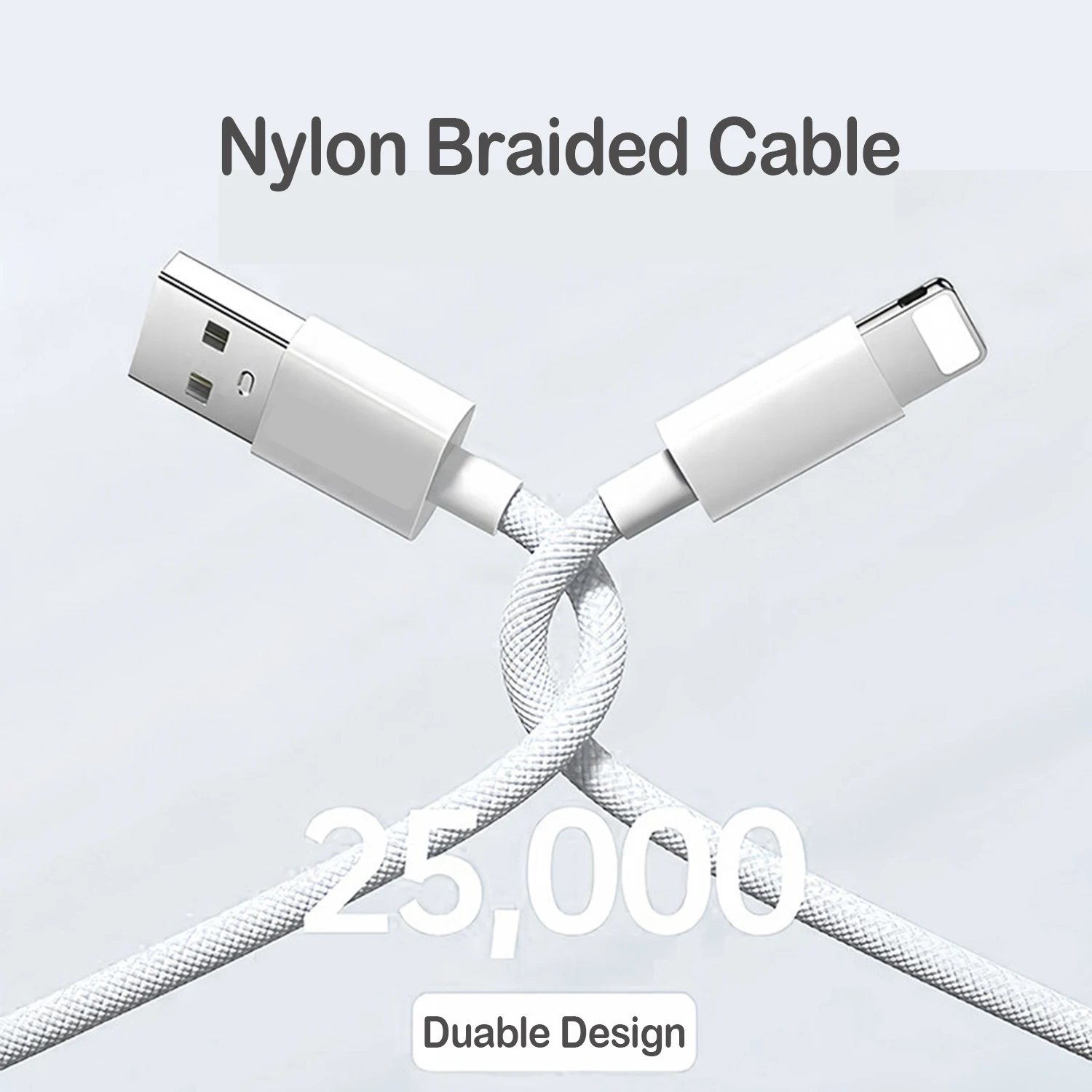 Carplay Cable for iPhone 14 13 12 11 X, Nylon Braided with USB2.0 Data & Charging, USB A to 8-Pin, USB C to 8-Pin, In Car Cable