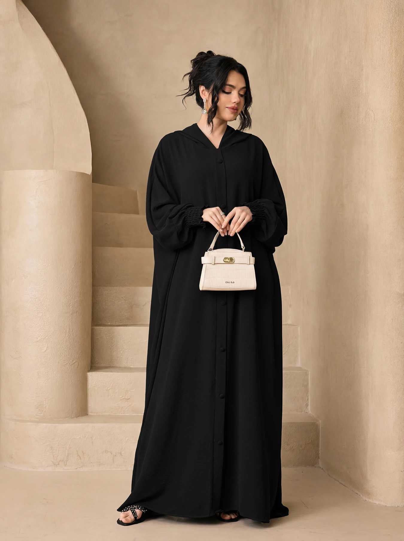 Solid Color Hooded Open Abaya  - đánh giá và giá Abaya Modest Wear