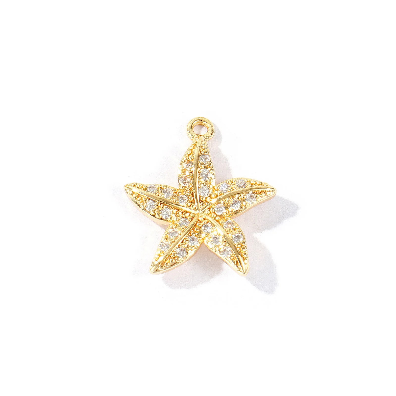 2 Stück Messing-Anhänger Meeresmuschel Seestern Strass 18K vergoldete Anhänger für DIY Halsketten Ohrringe Schmuckzubehör Großhandel – Detail 3