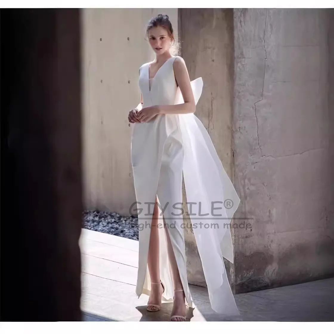 GIYSILE Customized French White Light Wedding Dresses Luxury 2025 New Bride Simple Banquet Evening Dress vestidos de novia boda