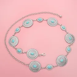 Western Belts for Women Metal Chain Belt Cowgirl Country Chain Belts Adjustable Concho Belt for Sweaters Dresses Jeans