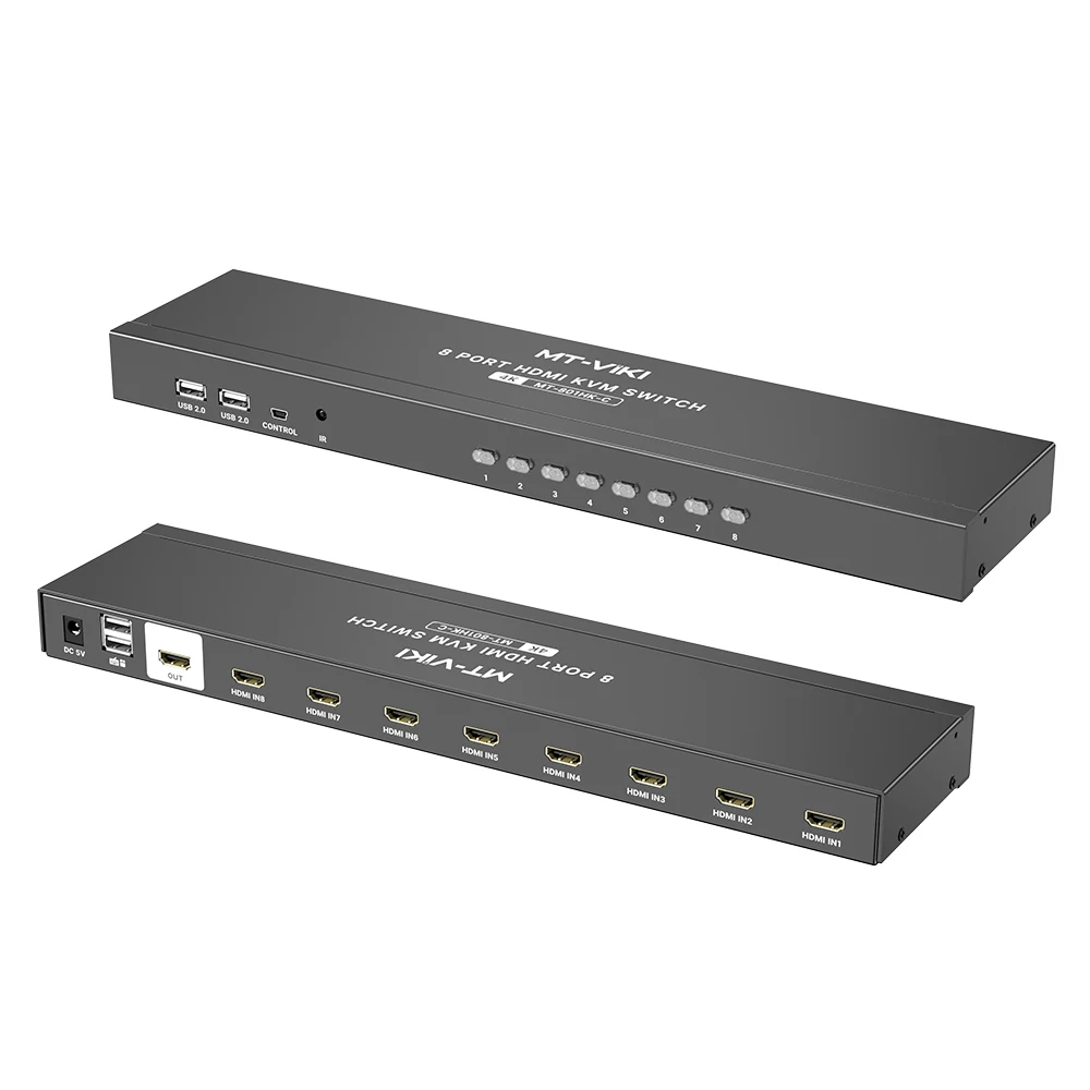 MT-VIKI Switch KVM HDMI a 8 porte Pulsante manuale con telecomando IR e scatola commutatore estesa cablata MT-801HK-C