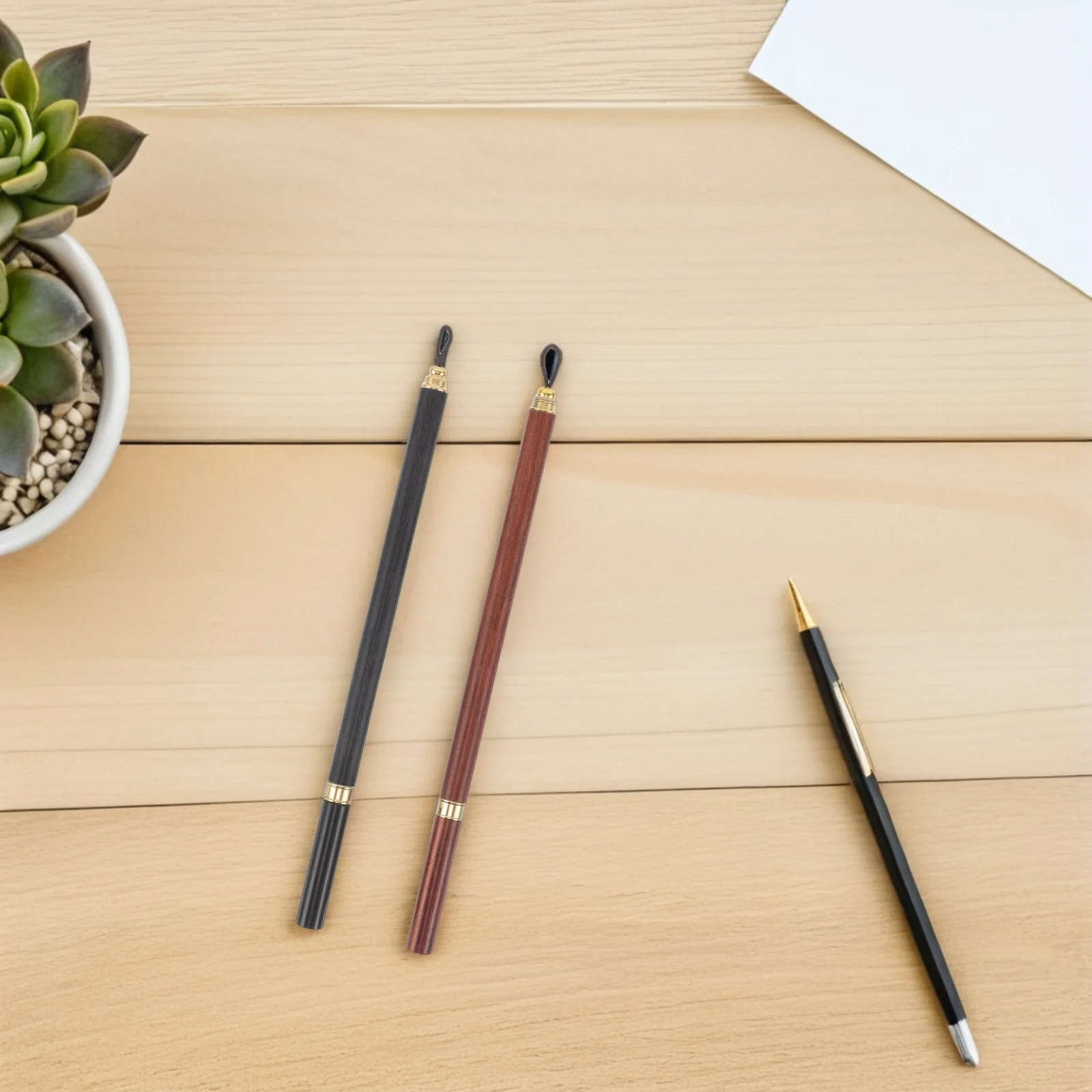 

2 Pcs Lower Case Writing Brush Chinese Watercolor Brushes Calligraphy Minature Paint with Hat Painting Professional