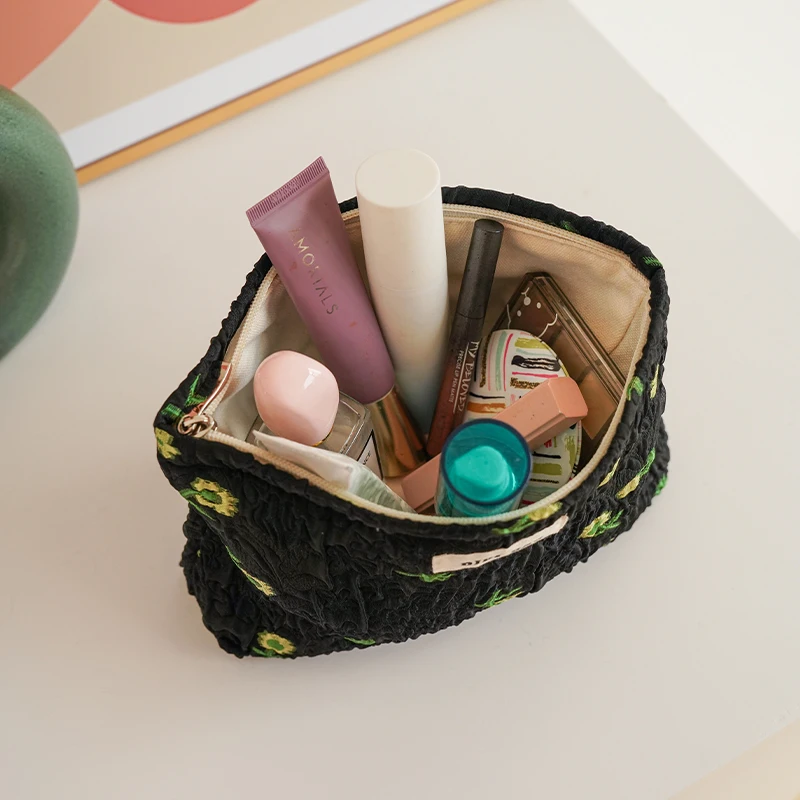 Borsa cosmetica da donna a bolle nere borsa da viaggio per prodotti per la cura della pelle di grande capacità borsa da toilette da viaggio borsa a