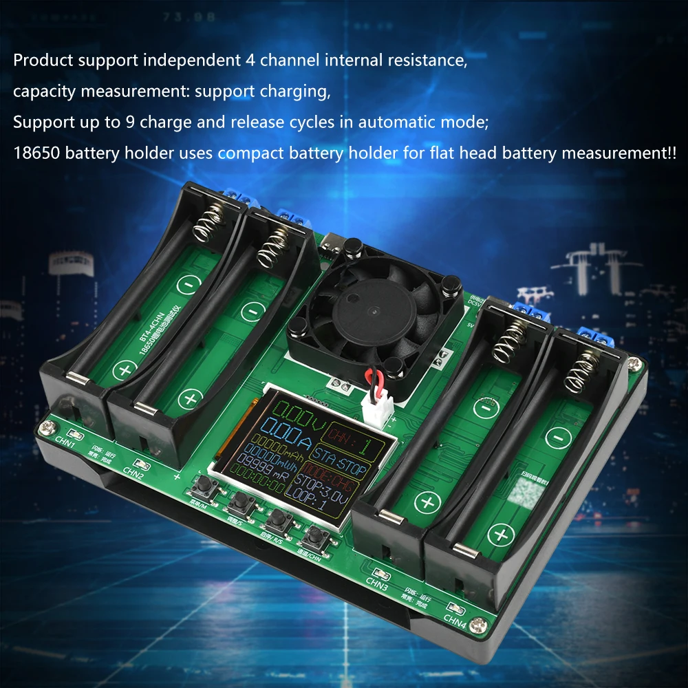 18650 Battery Tester 4-Channel Universal Internal Resistance Measurement LCD Display for Battery Checker Analyzer And Charger