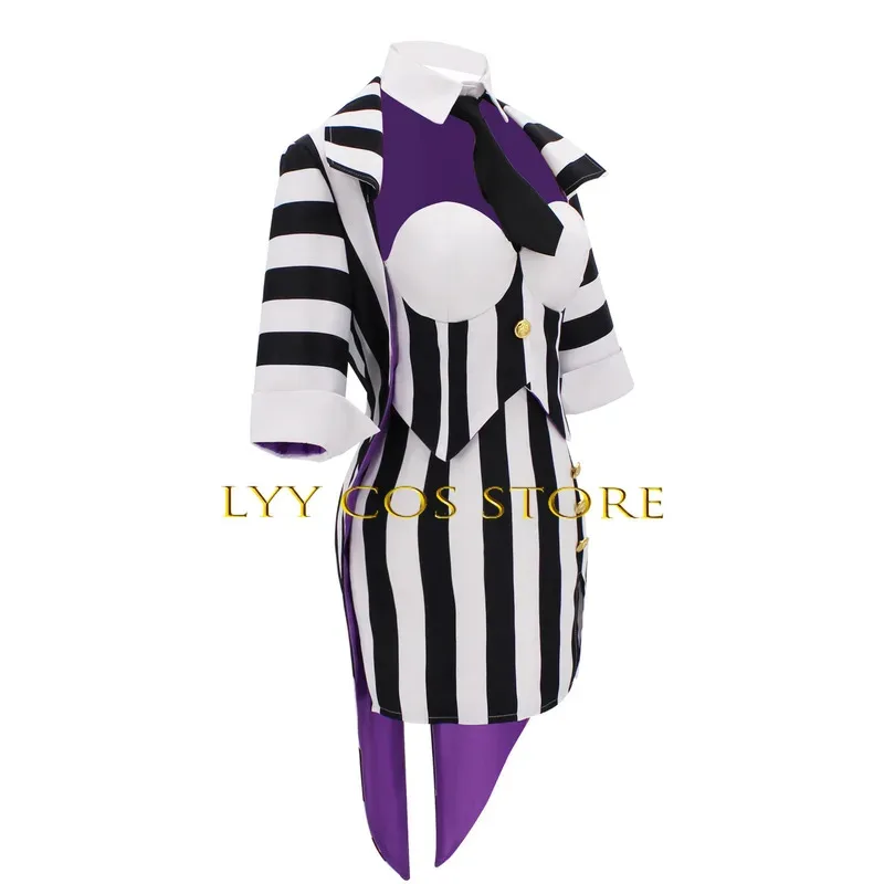 CyHorror Mage Cosplay Anime Adam Costume Beetle Uniform Women Stripe DRESSES Party Role Play Clown Outfit for Women