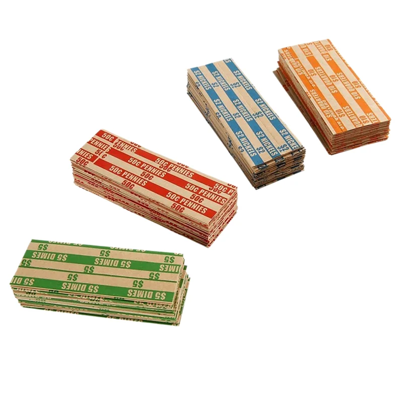 CEA 1000 Assorted Flat Striped Coin Wrappers - Pennies, Nickels, Dimes, Quarters