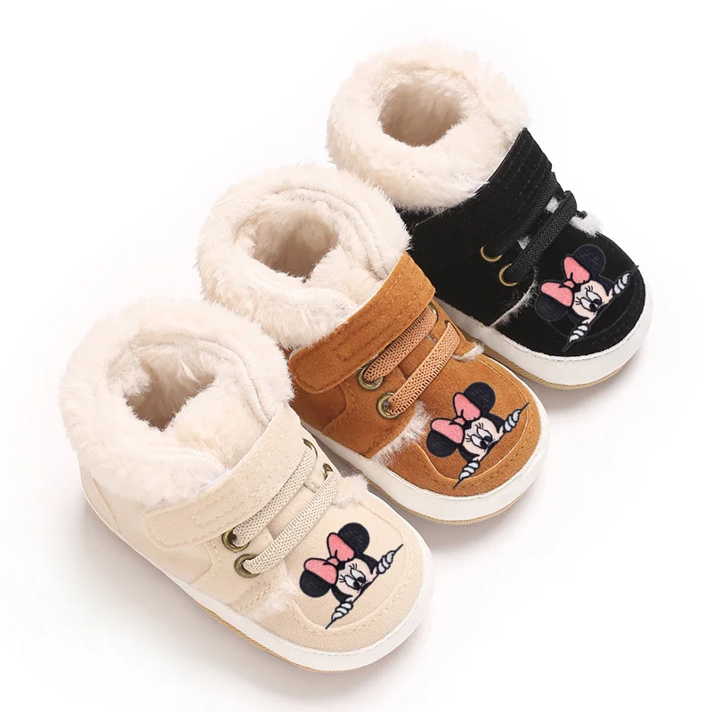 أحذية أطفال ديزني ميني ماوس الخريف والشتاء 1 سنة أحذية قطنية ميكي ماوس الكرتون حذاء طفل صغير 0-6-12 شهرا #1