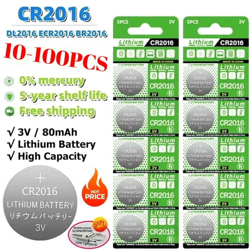 

CR2016 Lithium Button Battery DL2016 BR2016 DL2016 LM2016 3V CR 2016 Coin Cell Watch Batteries for Toys Clock Remote
