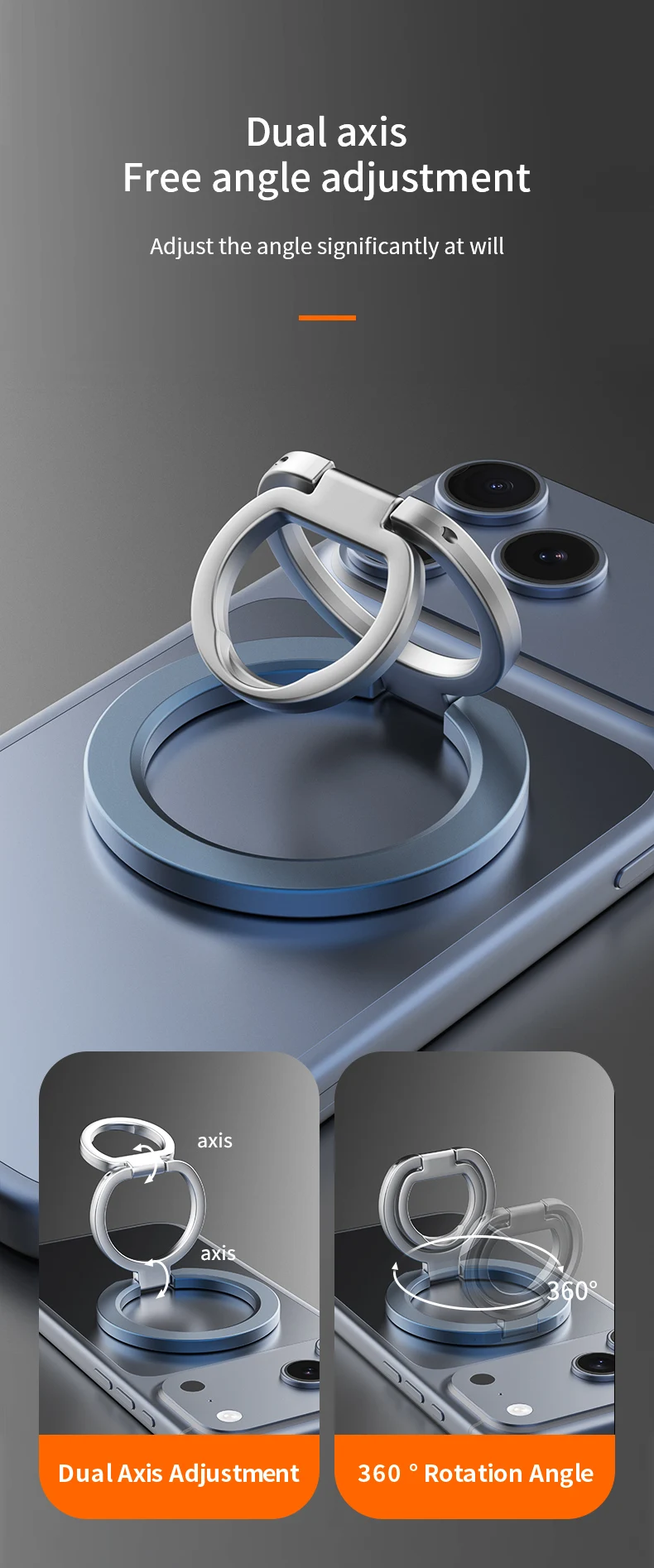 2026 Neuer doppelseitiger magnetischer Handyhalter für MagSafe, 360-Grad-drehbarer, faltbarer Magnetständer für iPhone 17, 16, Samsung – Detail 14