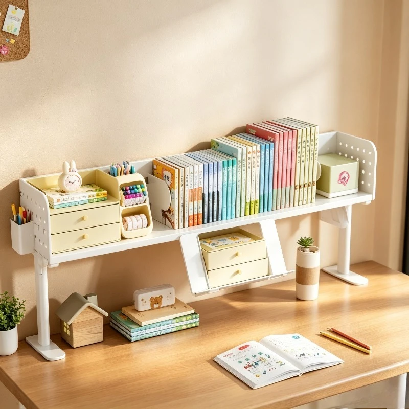 Clamp-on Desk Organizer Desktop Pegboard Shelf Storage Rack Bookshelf with Hooks Space-Saving for Home Office Study Gaming