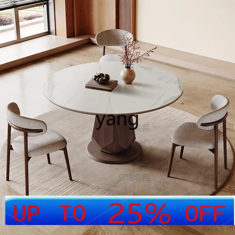 

LMMsolid wood dining table modern simple household dining table small apartment round dining table with turntable