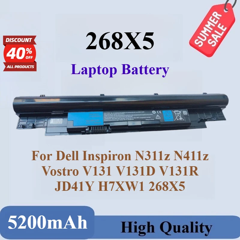Hohe Qualität Marke Neue Laptop Batterie 268X5 11,1 V 5200 mAh Für Dell Inspiron N311z N411z Vostro V131 V131D V131R JD41Y H7XW1
