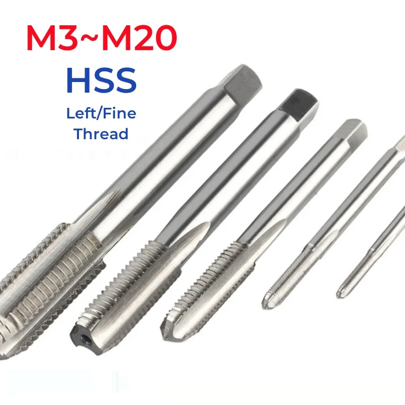 M3~M20 HSS Left/Fine Thread Metric Machine Screw Thread Tap Reverse/Fine Tooth Metric Plug Tap Drill Bits Hand Tools