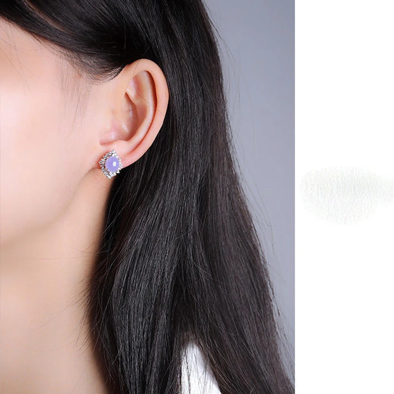 インスピレーションクラフトシルバー象眼細工クリスタル天然チョークバイオレット幾何学イヤリングイヤリング絶妙な女性ジュエリー