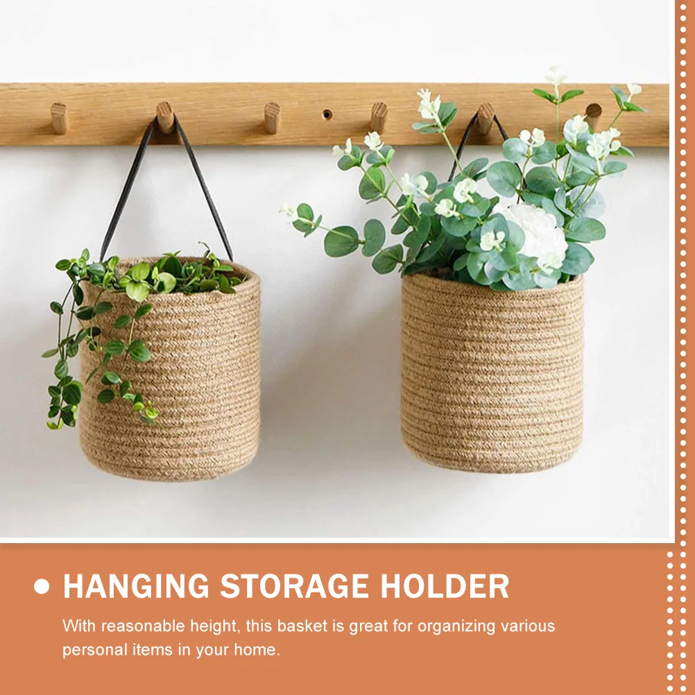 

Storage Basket Woven Decorative Cotton Hanging Baskets Small Size Natural Home Organization Wall Storage Fruit Vegetable Kitchen