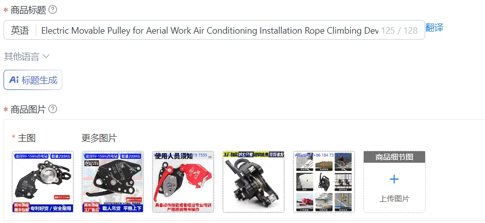 Electric Movable Pulley for Aerial Work Air Conditioning Installation Rope Climbing Device Ascending and Descending Equipment
