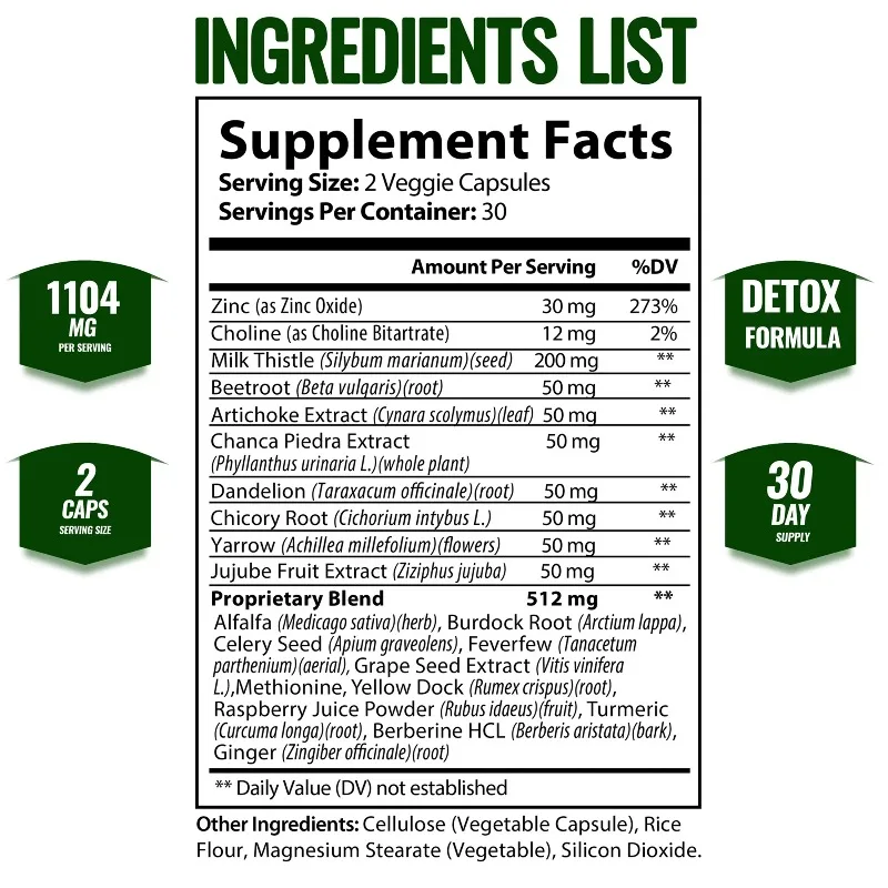 Liver Detox Cleanse - with Milk Thistle - Improves Liver Function, Supports Fat Metabolism, Antioxidant