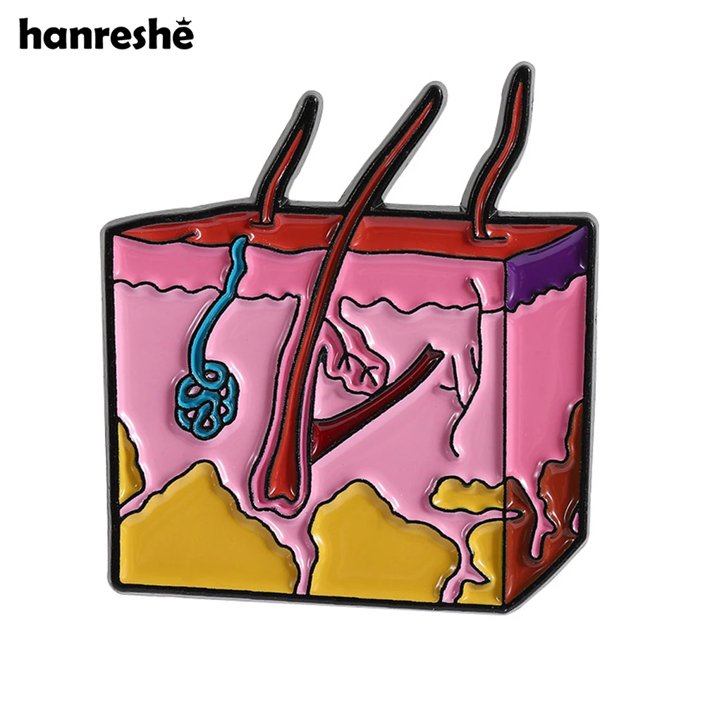 Hanreshe Skin Follicle Enamel Pin Medical Dermatology Brooch Backpack Lapel Badge for Doctor Nurse Gifts Collections