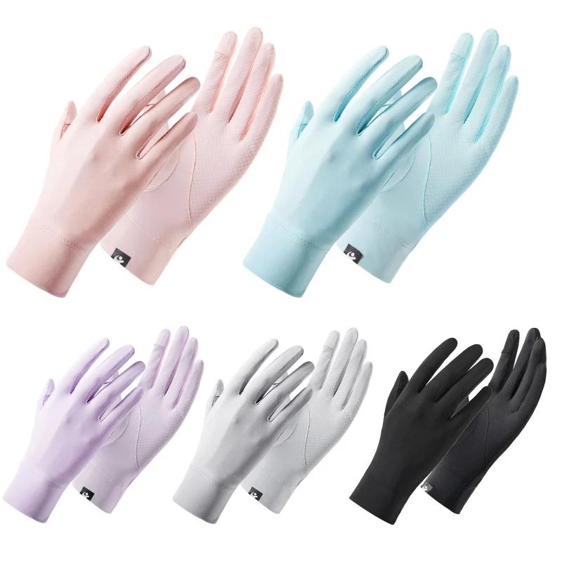 New Nylon Skin-friendly Adult Gloves Summer Two-finger Exposed Solid Color Mittens Teens Outdoor Sports Full Finger Gloves