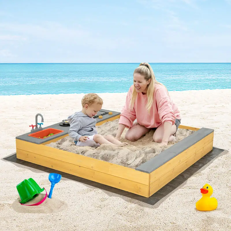 Obrázek 3: Dřevěný sandbox děti písek depo s kuchyň playset příslušenství pro 3-8 let starý
