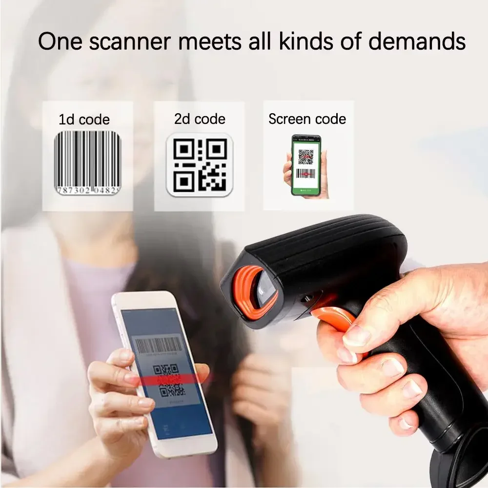 Handheld Barcode Scanner Wired or Wireless or Bluetooth Bar Reader 1D 2D Scanner Qr Code Datamatrix Code PDF417 Scanner